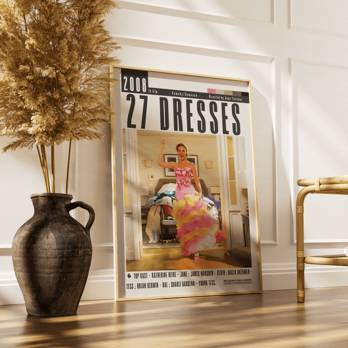 27 Dresses 2008 romantic film poster — Katherine Heigl romcom minimalist wall art print UK