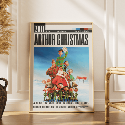Arthur Christmas 2011 animated Christmas film poster — Aardman Santa family North Pole wall art print UK