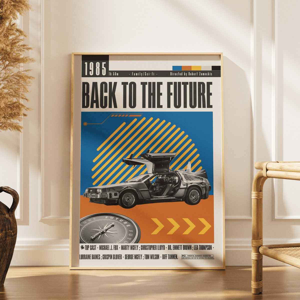 Back to the Future 1985 film poster — Marty McFly Doc Brown DeLorean time travel wall art print UK