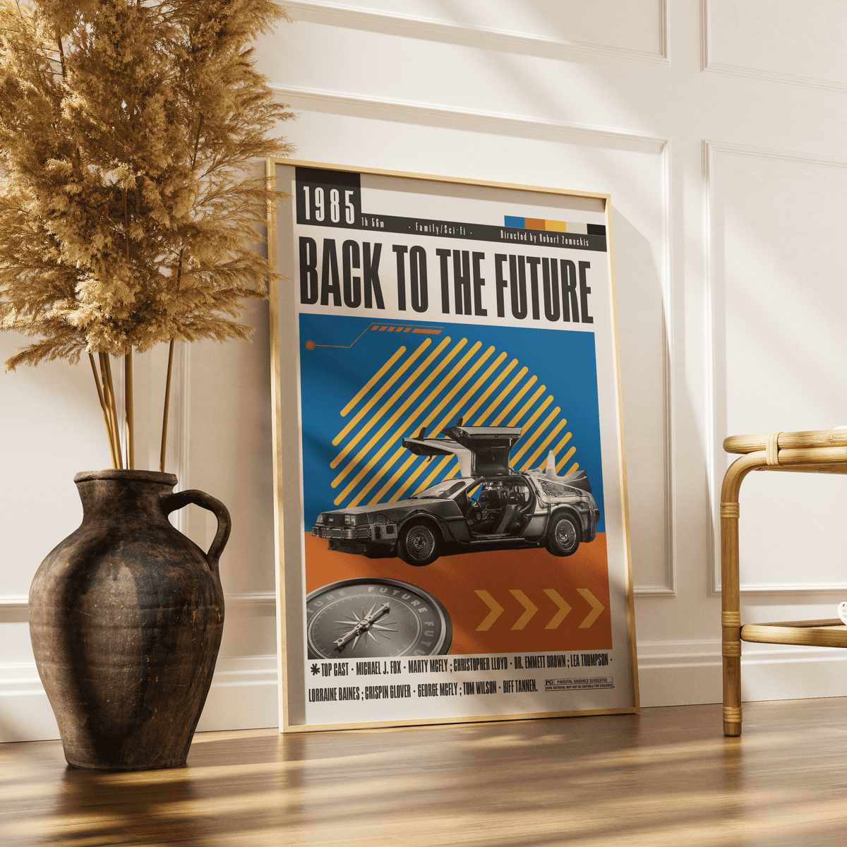 Back to the Future 1985 film poster — Marty McFly Doc Brown DeLorean time travel wall art print UK