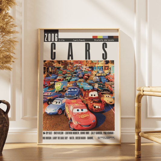 Cars 2006 Pixar animated film poster — Lightning McQueen Mater Radiator Springs wall art print UK