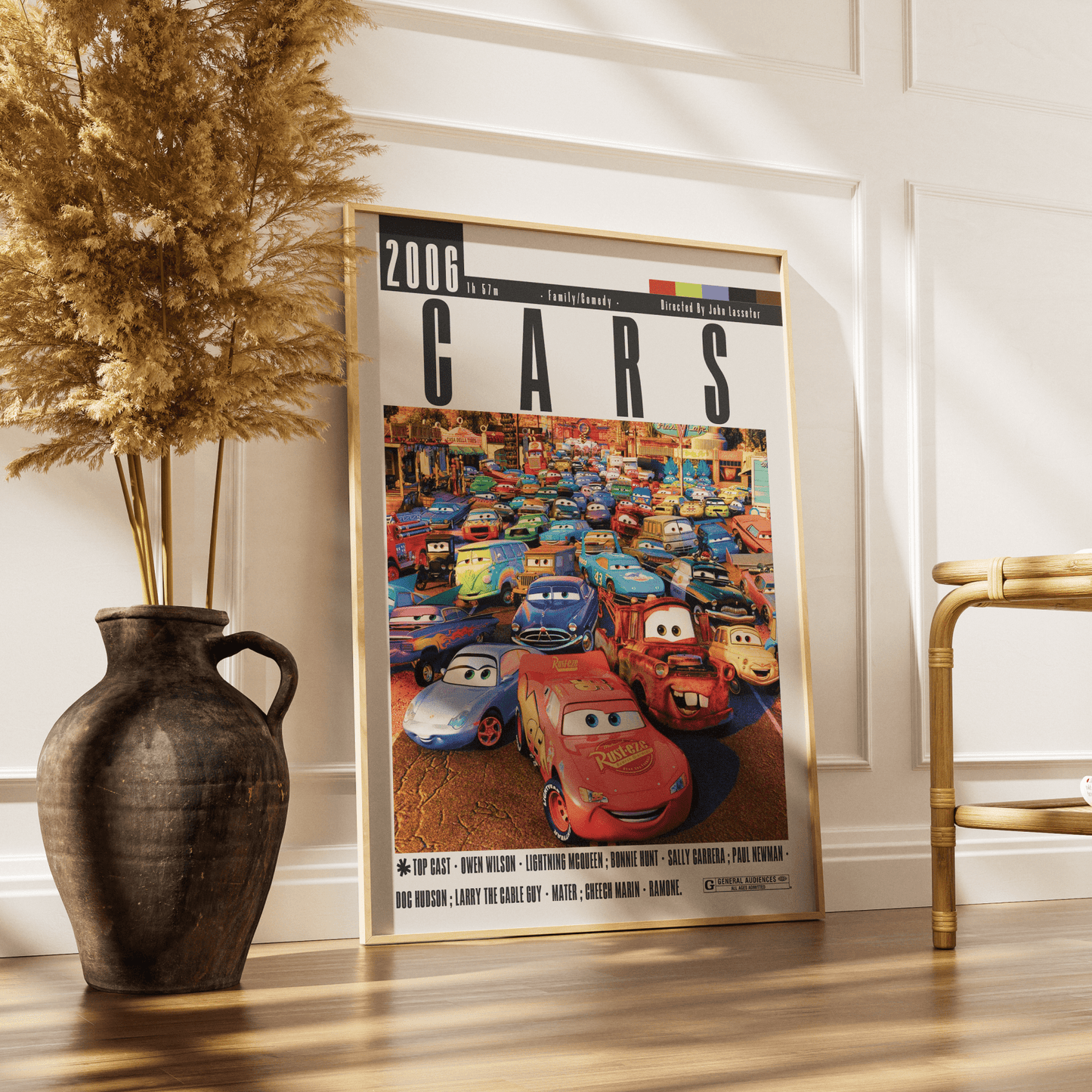 Cars 2006 Pixar animated film poster — Lightning McQueen Mater Radiator Springs wall art print UK