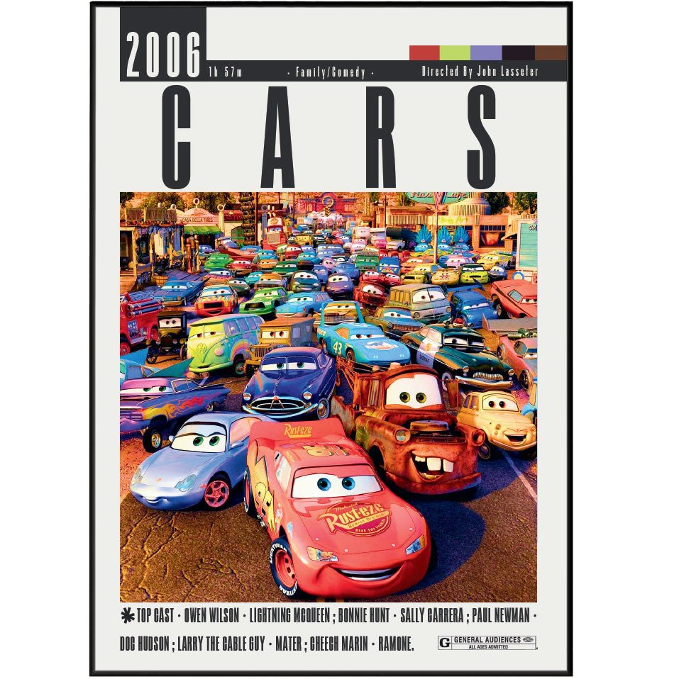 Cars (2006) Movie Poster - 98 Types StudioModern Minimal Movies