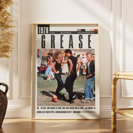 Grease 1978 musical film poster — Sandy Danny John Travolta Olivia Newton-John wall art print UK