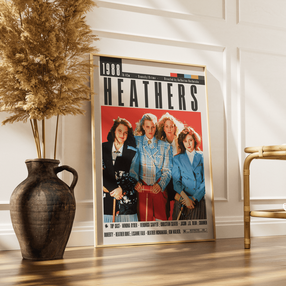 Heathers 1988 cult film poster — Winona Ryder Christian Slater dark comedy minimalist wall art print UK