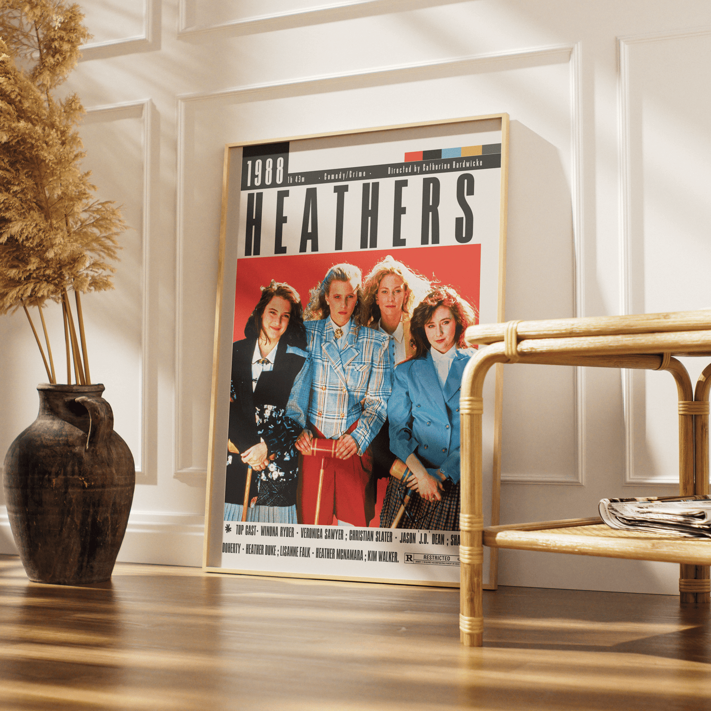 Heathers 1988 cult film poster — Winona Ryder Christian Slater dark comedy minimalist wall art print UK