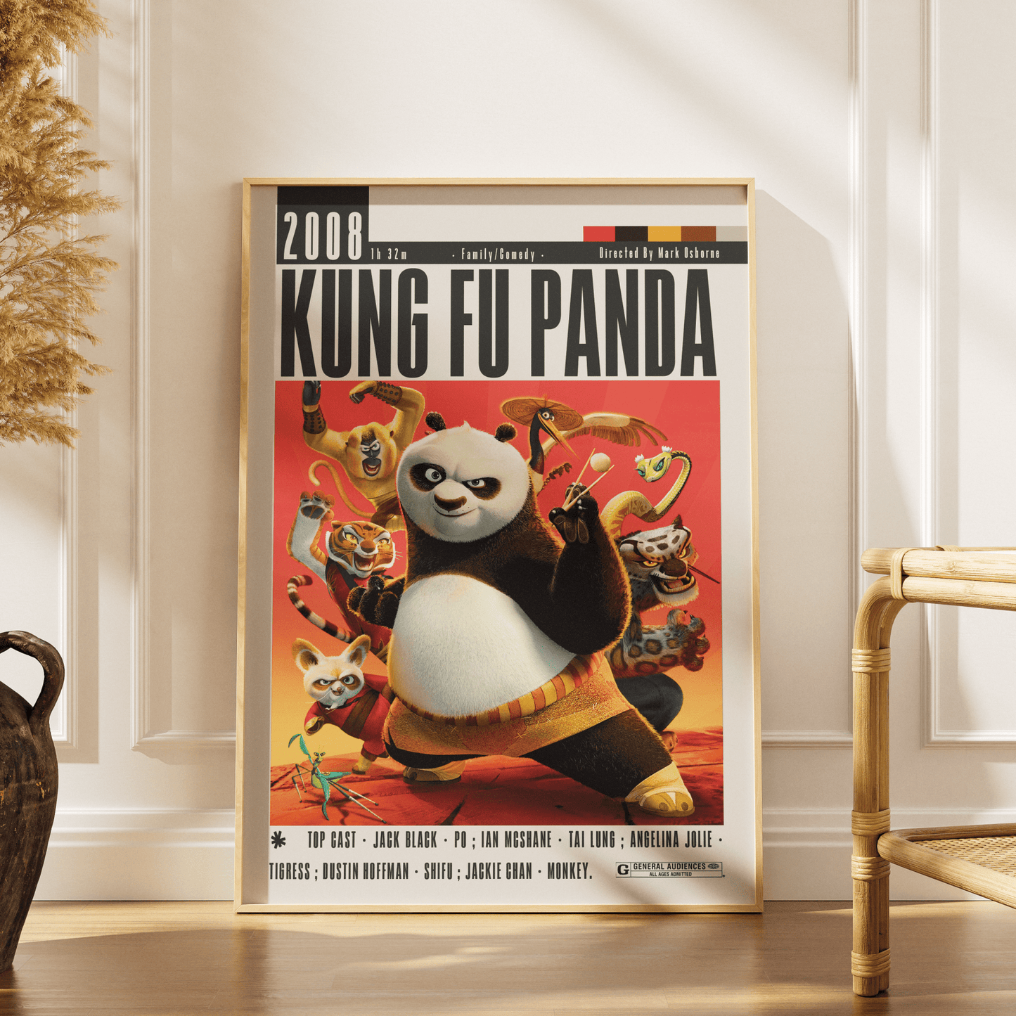 Kung Fu Panda 2008 animated film poster — Po Dragon Warrior DreamWorks animated comedy wall art print UK