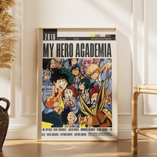 My Hero Academia anime poster print UK — Izuku Midoriya All Might shonen wall art 260gsm Camden Market