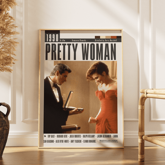 Pretty Woman 1990 romantic film poster — Julia Roberts Richard Gere minimalist wall art print UK