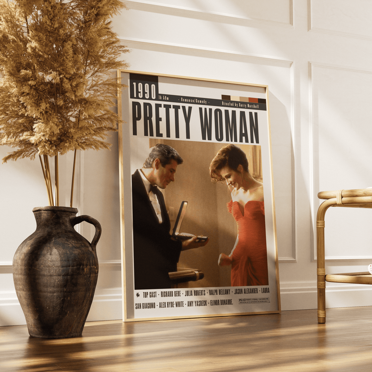 Pretty Woman 1990 romantic film poster — Julia Roberts Richard Gere minimalist wall art print UK