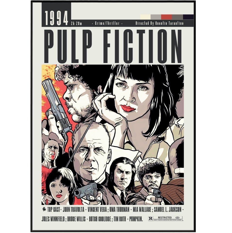 Pulp Fiction 1994 minimalist movie poster print – 98types