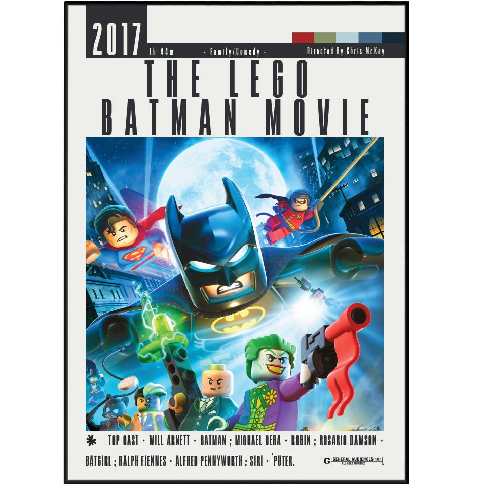 The LEGO Batman Movie 2017 animated film poster — Batman Robin Gotham City comedy wall art print UK