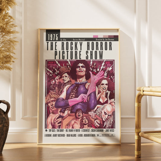 Rocky Horror Picture Show 1975 poster — Tim Curry Frank N Furter Brad Janet cult classic wall art print UK