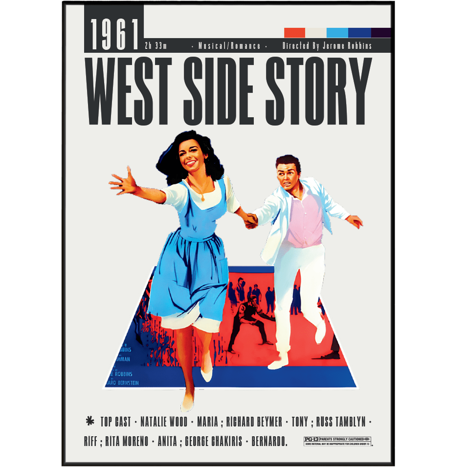 West Side Story 1961 romantic film poster — Tony Maria Romeo Juliet musical wall art print UK