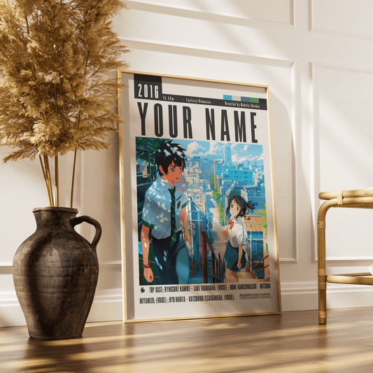 Your Name 2016 anime film poster — Makoto Shinkai Mitsuha Taki body swap romance wall art print UK