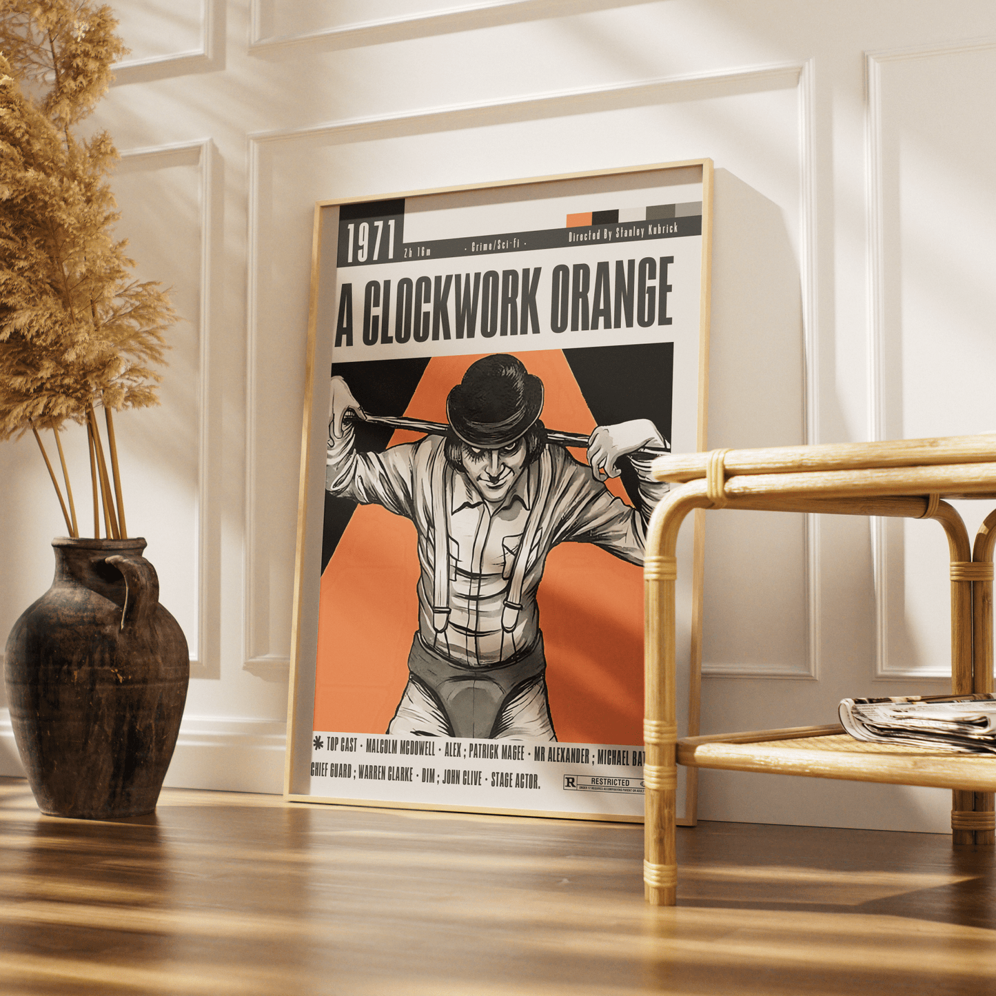 A Clockwork Orange 1971 film poster — Stanley Kubrick Malcolm McDowell Alex DeLarge Droogs wall art print UK