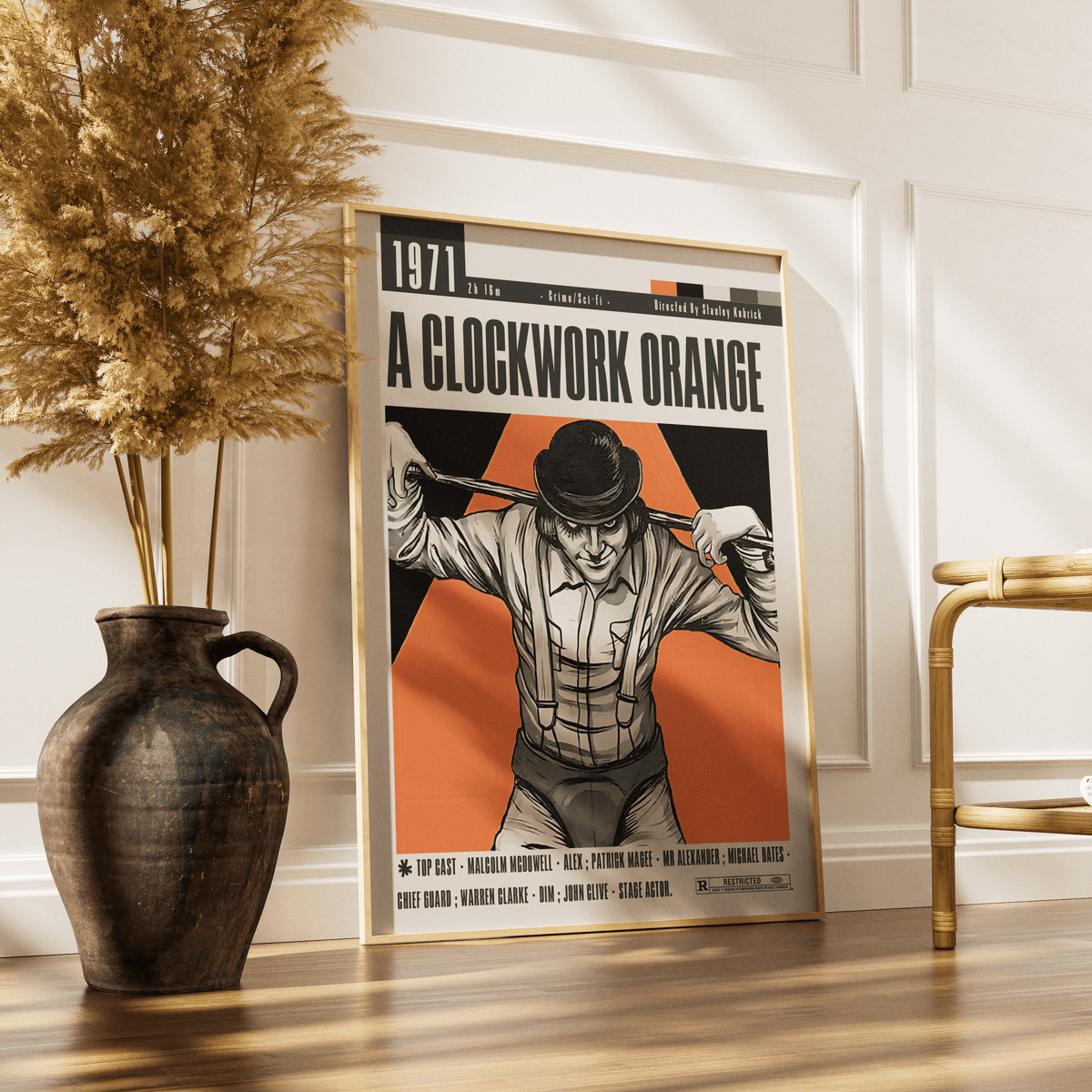 A Clockwork Orange 1971 film poster — Stanley Kubrick Malcolm McDowell Alex DeLarge Droogs wall art print UK