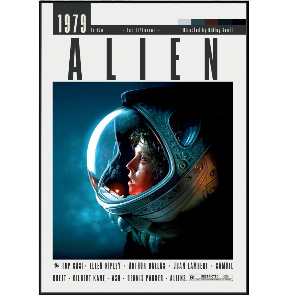 Alien 1979 sci-fi film poster — Ridley Scott Xenomorph minimalist wall art print UK
- 98types