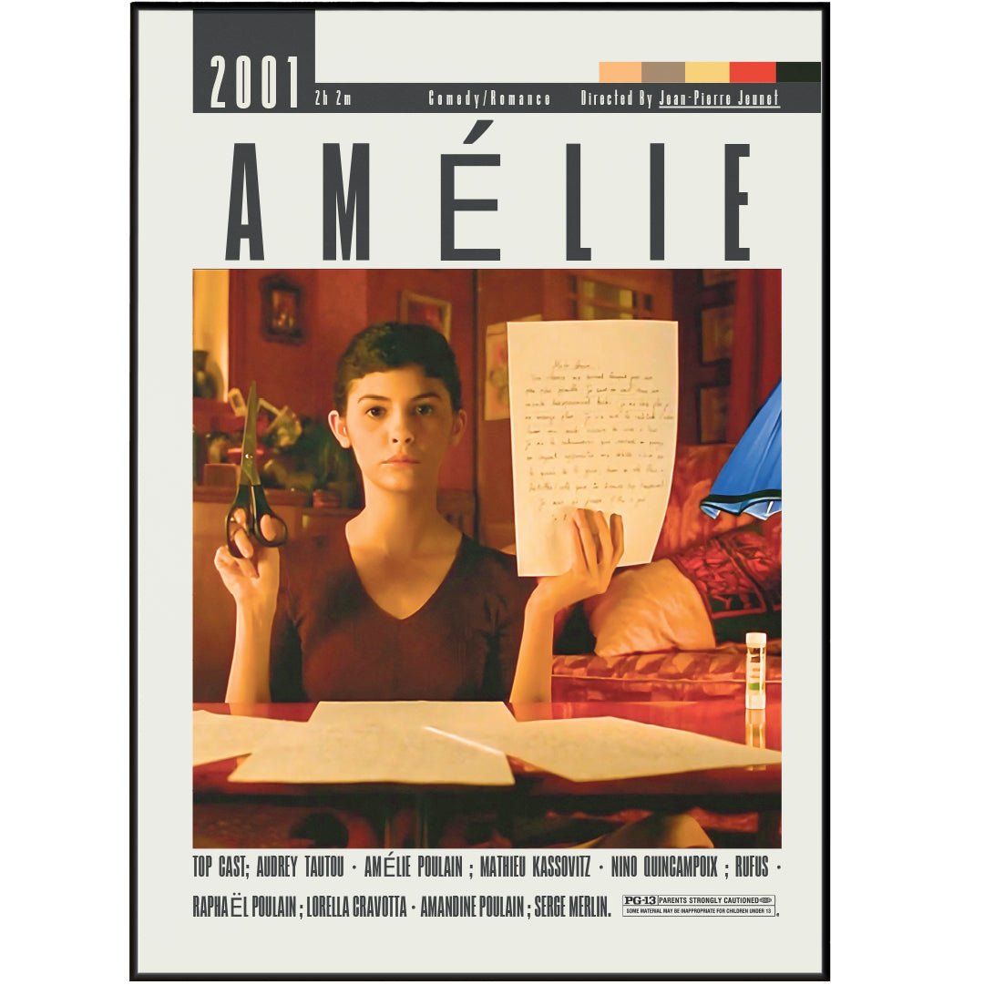 Amelie 2001 French romantic film poster — Audrey Tautou Montmartre Paris minimalist wall art print UK - 98types