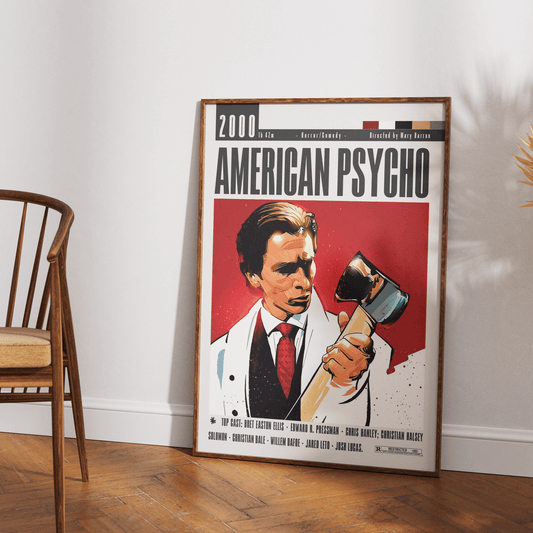 American Psycho 2000 horror film poster — Mary Harron Christian Bale Patrick Bateman business card wall art print UK