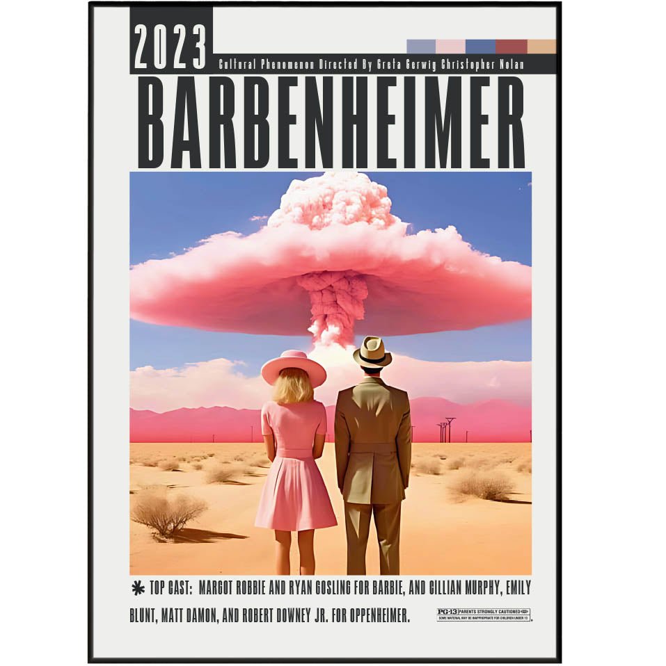 Barbenheimer 2023 Posters - 98typesModern Minimal Movies