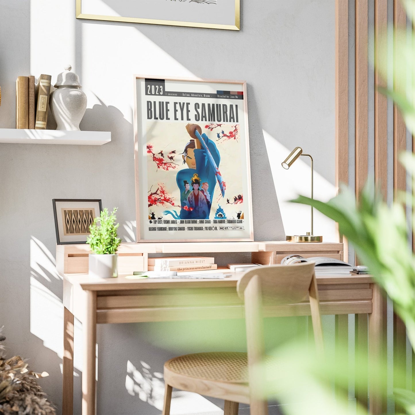 Blue Eye Samurai Netflix animated TV show poster — Mizu samurai wall art print UK