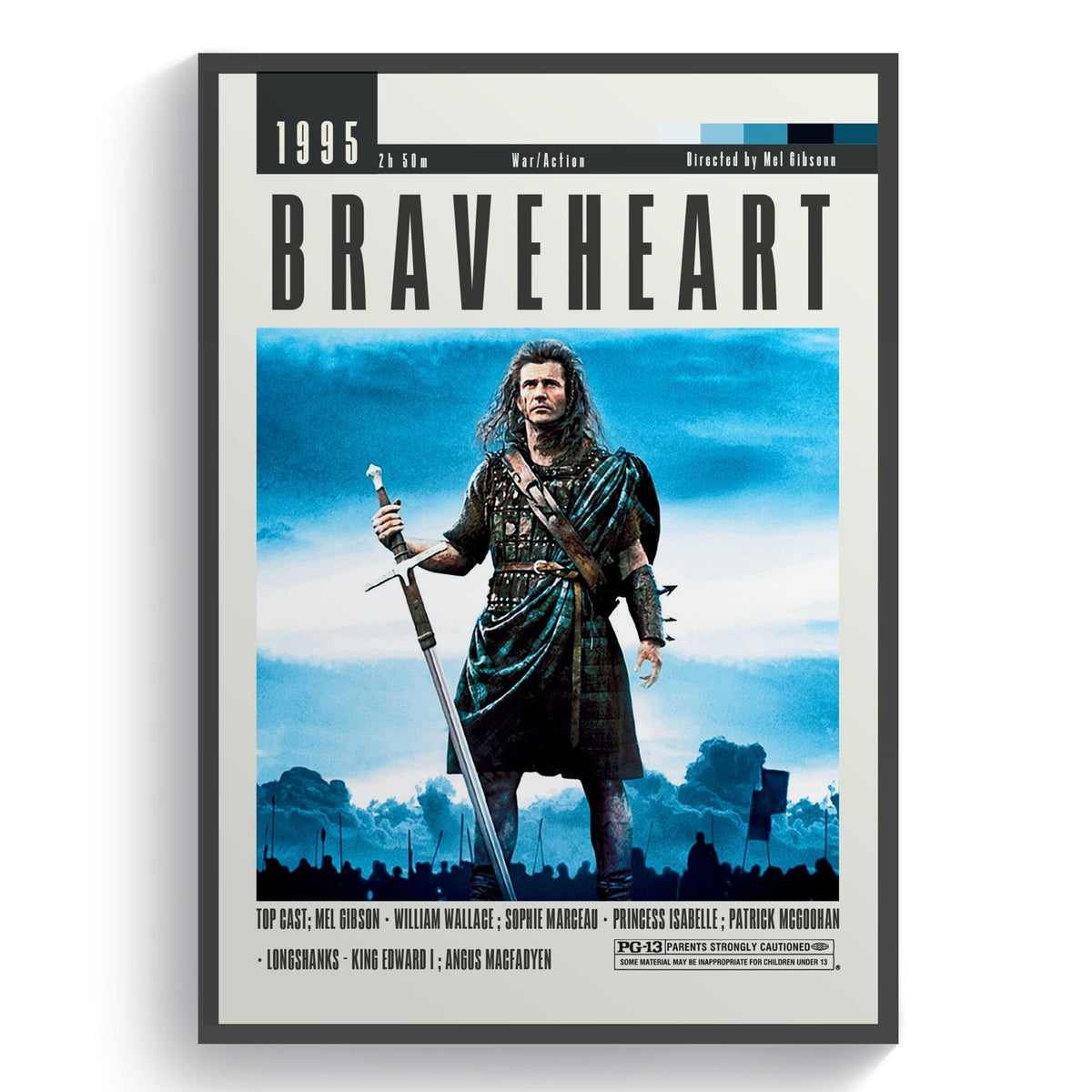 Braveheart 1995 minimalist movie poster print – 98types