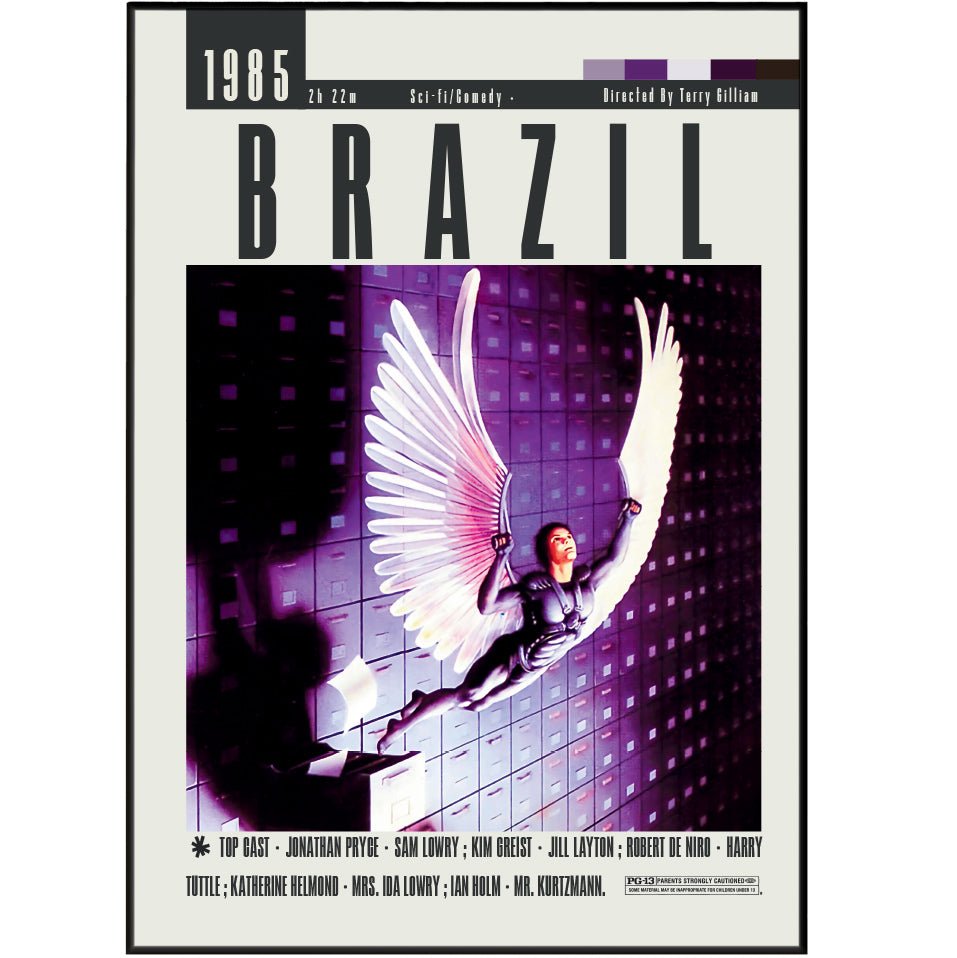 Brazil 1985 comedy sci-fi film poster — Terry Gilliam Jonathan Pryce dystopian bureaucracy wall art print UK - 98types