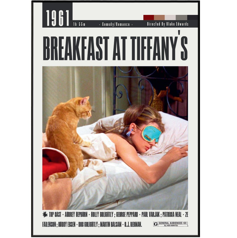 Breakfast at Tiffany's 1961 minimalist movie poster print – 98types