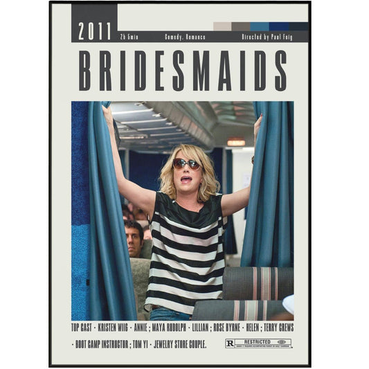 Bridesmaids 2011 romcom film poster — Kristen Wiig Annie wedding comedy minimalist wall art print UK - 98types