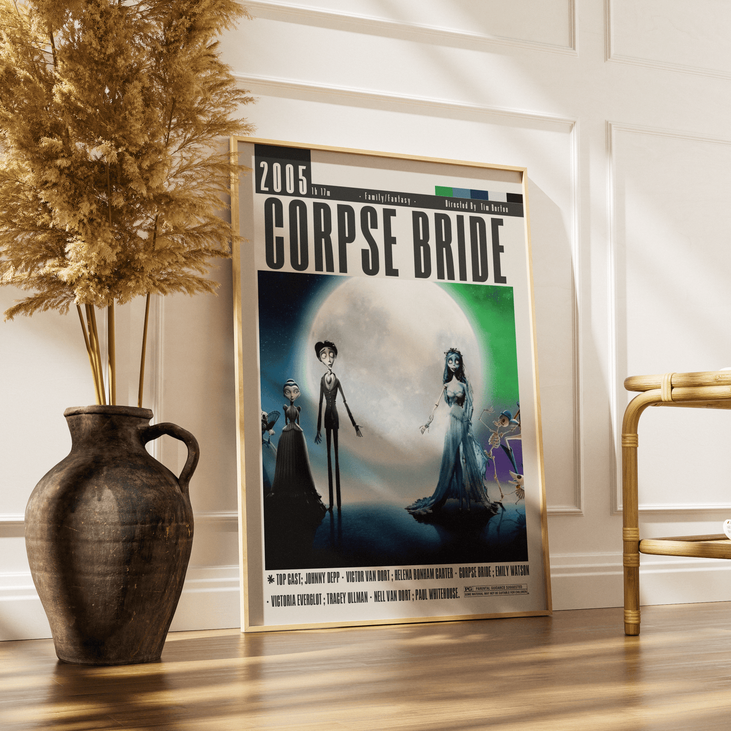 Corpse Bride 2005 animated film poster — Tim Burton Victor Van Dort Emily butterfly gothic stop-motion wall art print UK