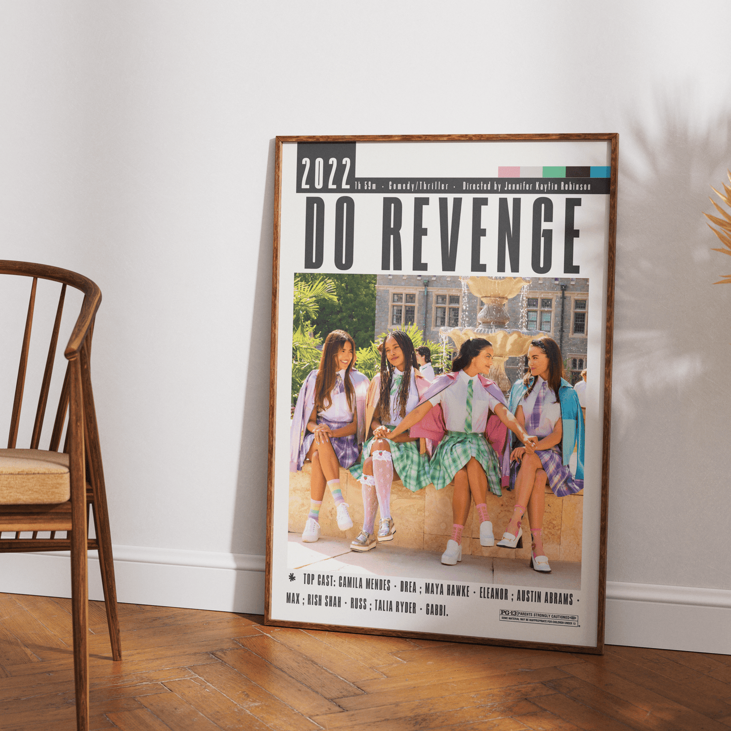 Do Revenge 2022 teen comedy film poster — Camila Mendes Maya Hawke prep school revenge wall art print UK - 98types
