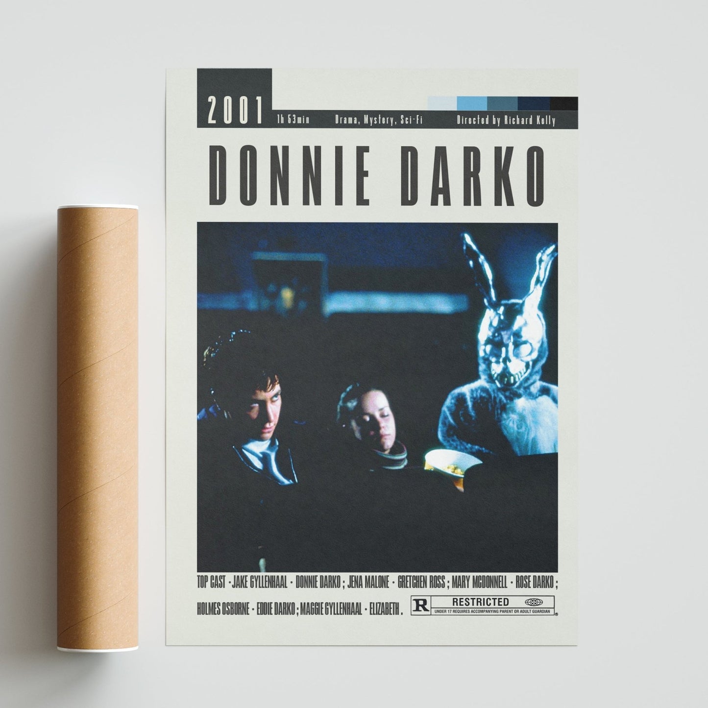 Donnie Darko 2001 film poster — Richard Kelly Jake Gyllenhaal Frank rabbit tangent universe wall art print UK