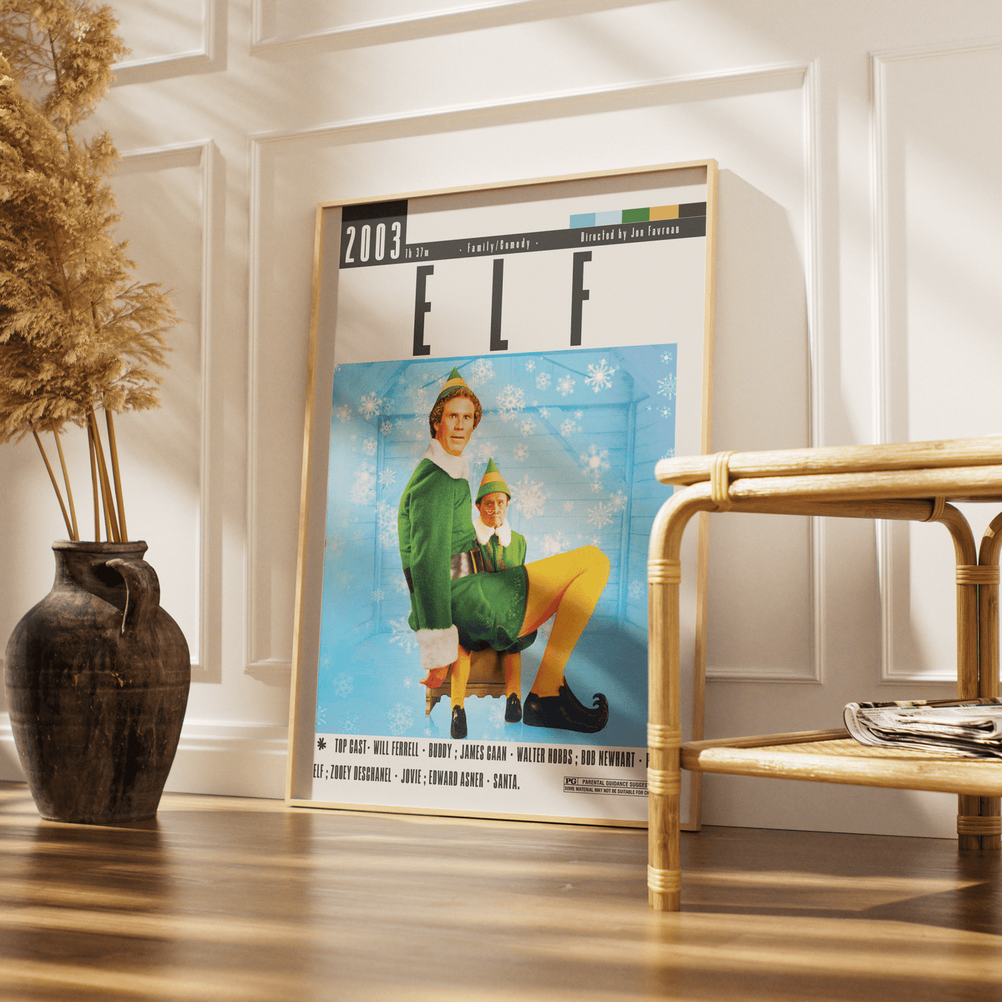 Elf 2003 Christmas comedy film poster — Will Ferrell Buddy the Elf New York Christmas wall art print UK