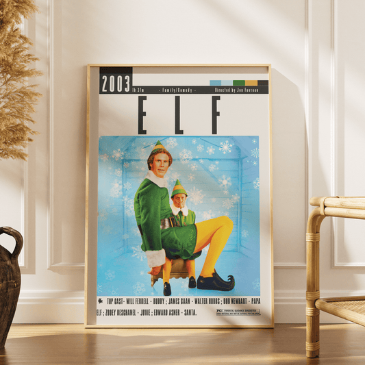 Elf 2003 Christmas comedy film poster — Will Ferrell Buddy the Elf New York Christmas wall art print UK