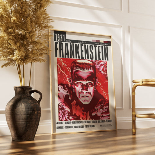Frankenstein 1931 classic horror film poster — James Whale Boris Karloff Monster Universal wall art print UK