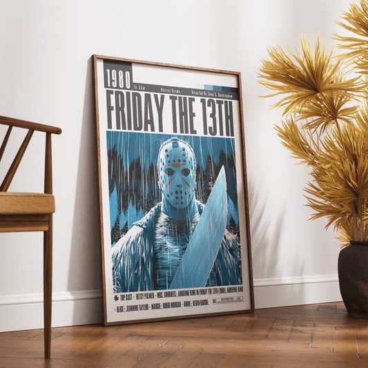 Friday the 13th 1980 horror film poster — Crystal Lake Jason Voorhees slasher wall art print UK