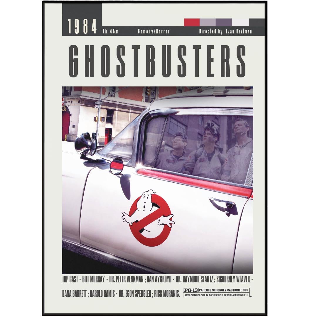 Ghostbusters 1984 comedy film poster — Bill Murray Dan Aykroyd Ivan Reitman ghost busting wall art print UK