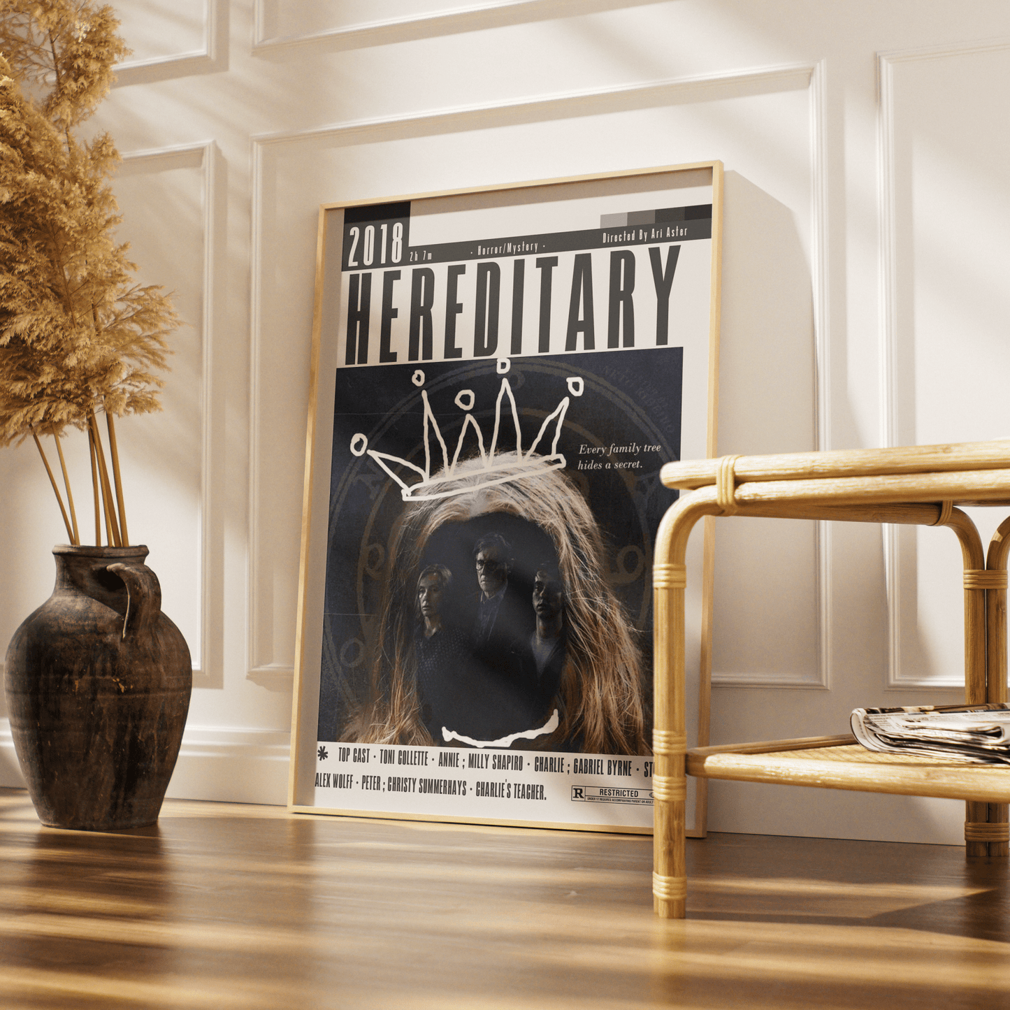 Hereditary 2018 horror film poster โ Ari Aster Toni Collette Graham family grief supernatural wall art print UK