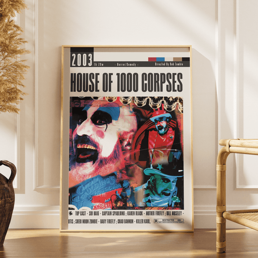 House of 1000 Corpses 2003 horror film poster — Rob Zombie Firefly family Captain Spaulding wall art print UK