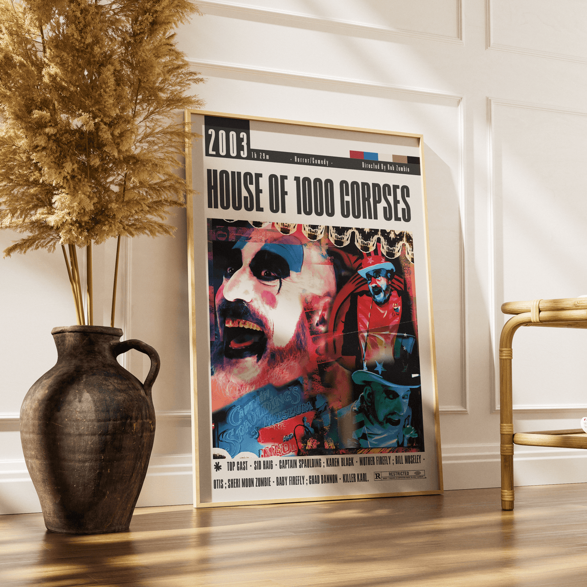 House of 1000 Corpses 2003 horror film poster — Rob Zombie Firefly family Captain Spaulding wall art print UK