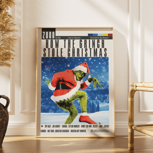 How the Grinch Stole Christmas 2000 film poster — Ron Howard Jim Carrey Whoville Christmas wall art print UK