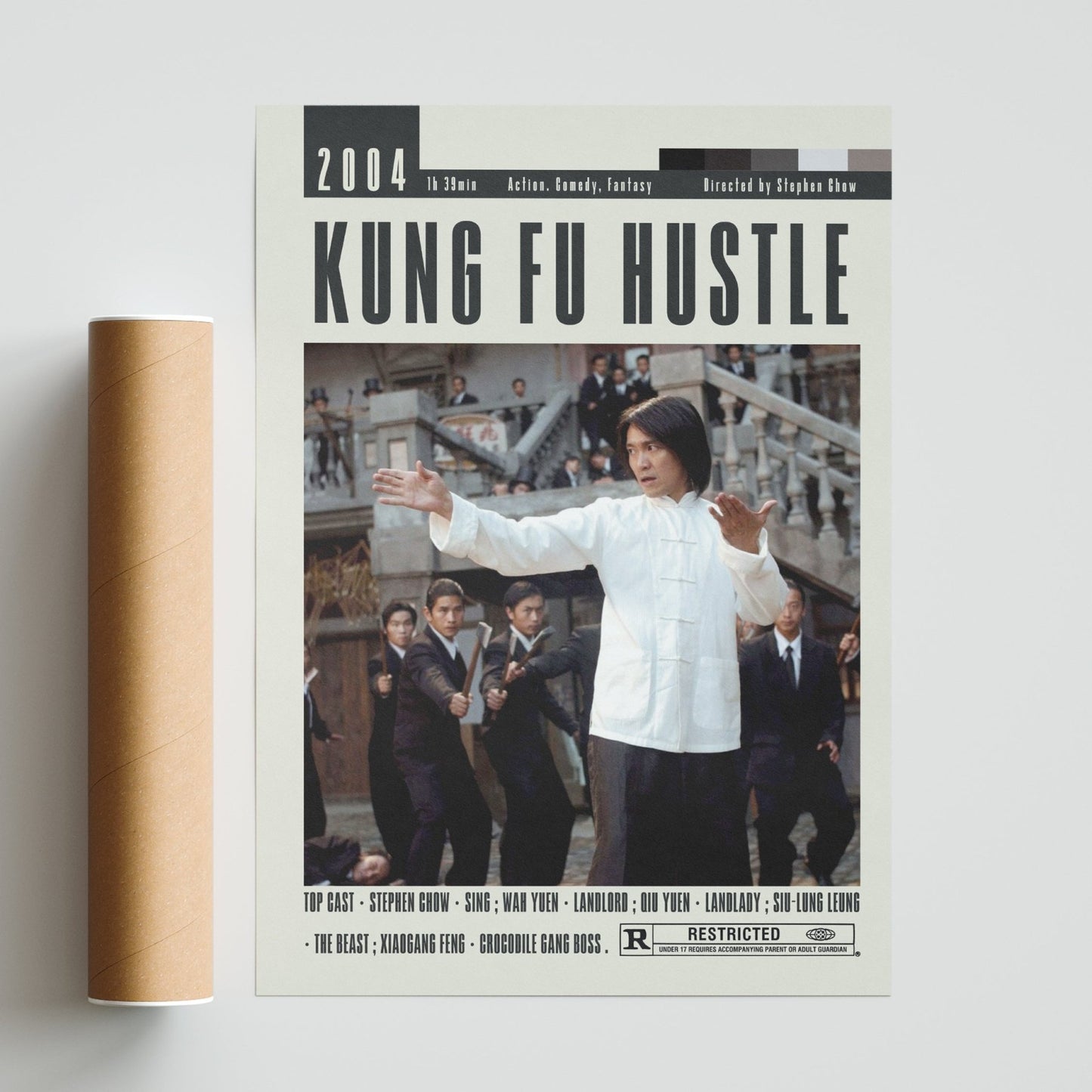Kung Fu Hustle 2004 comedy film poster — Stephen Chow Axe Gang martial arts wall art print UK