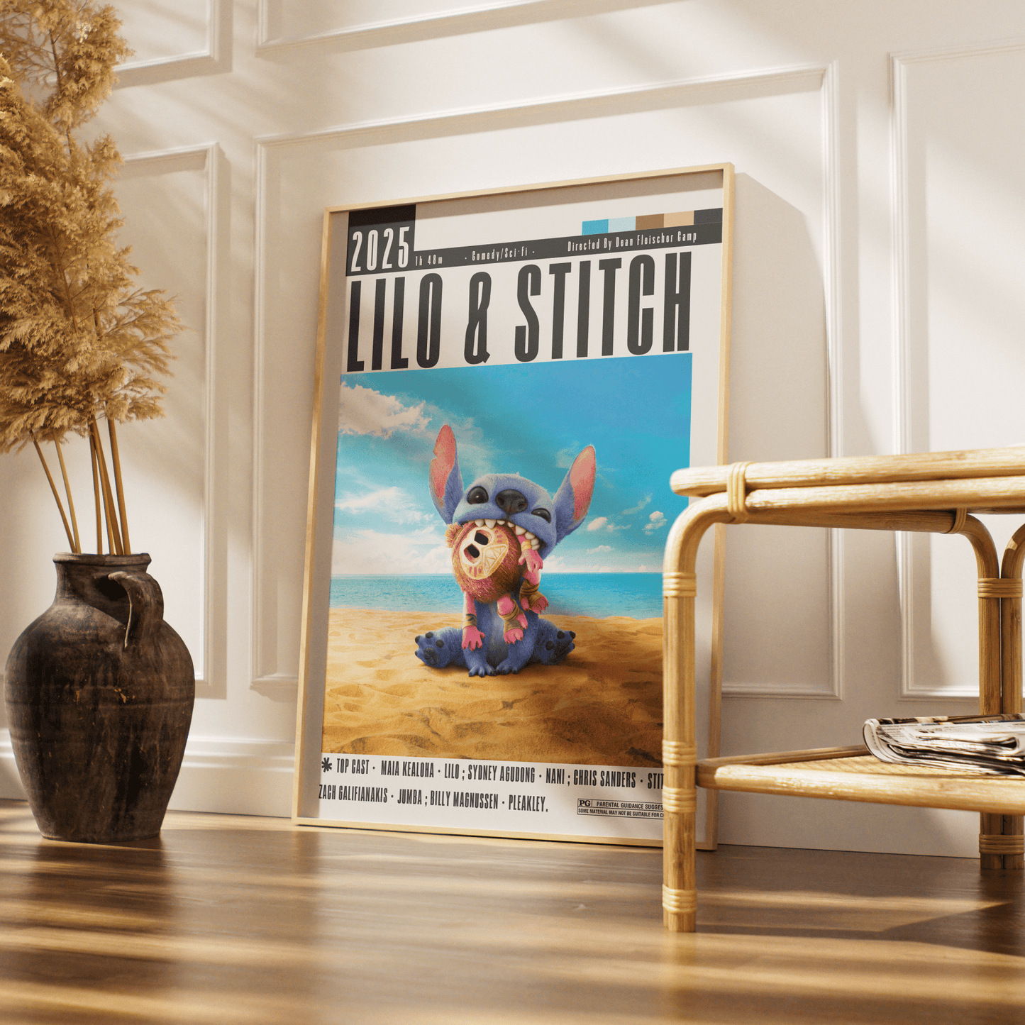 Lilo and Stitch 2025 Disney film poster — live action Hawaii ohana wall art print UK