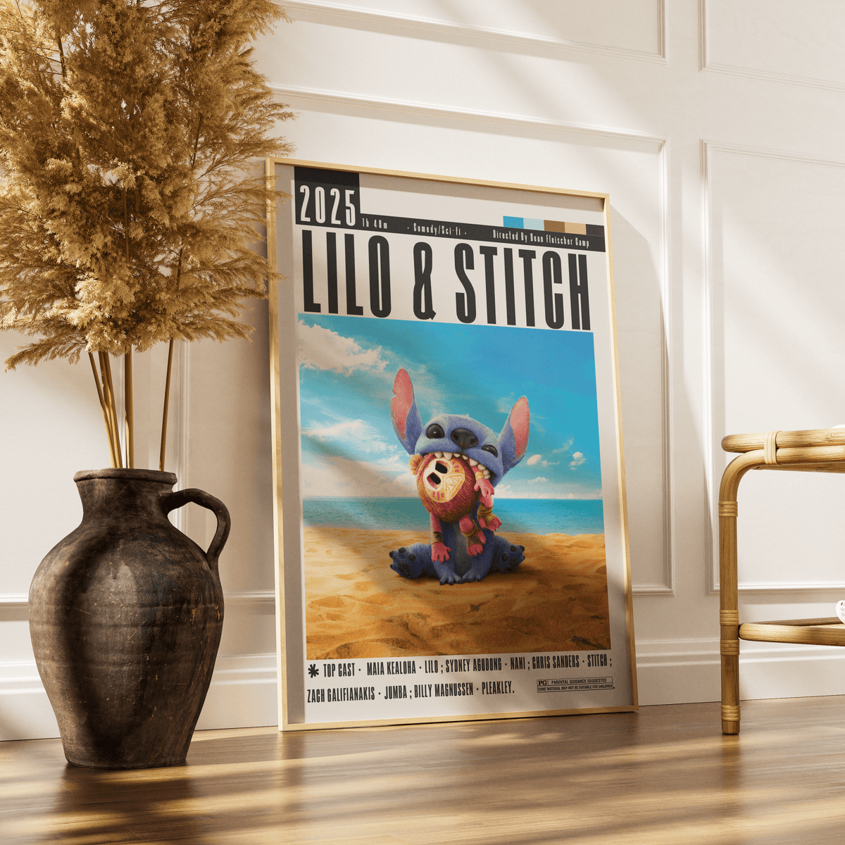 Lilo and Stitch 2025 Disney film poster — live action Hawaii ohana wall art print UK