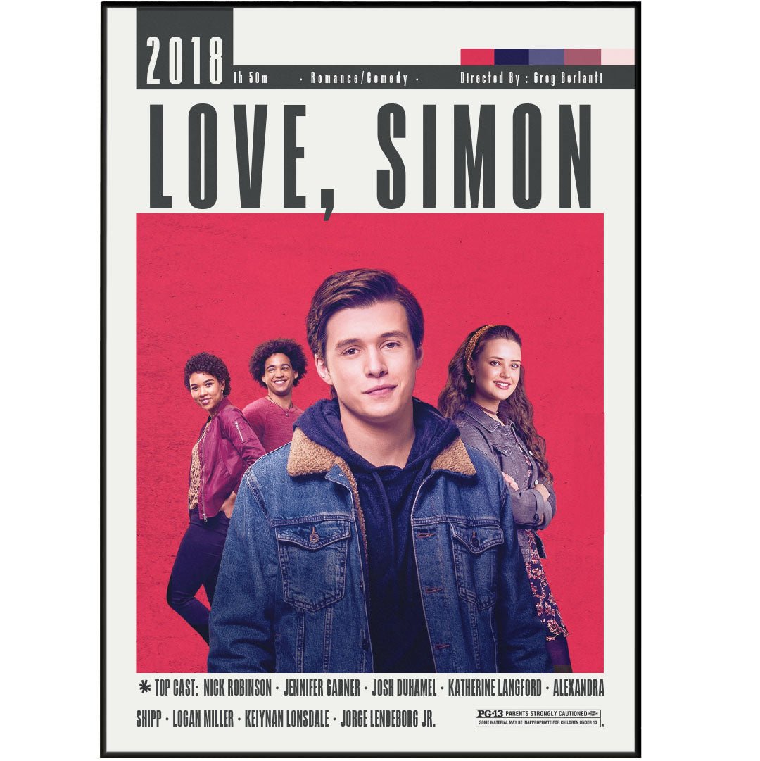Love Simon 2018 LGBTQ+ film poster — Nick Robinson Simon Spier high school coming out gay teen wall art print UK
- 98types