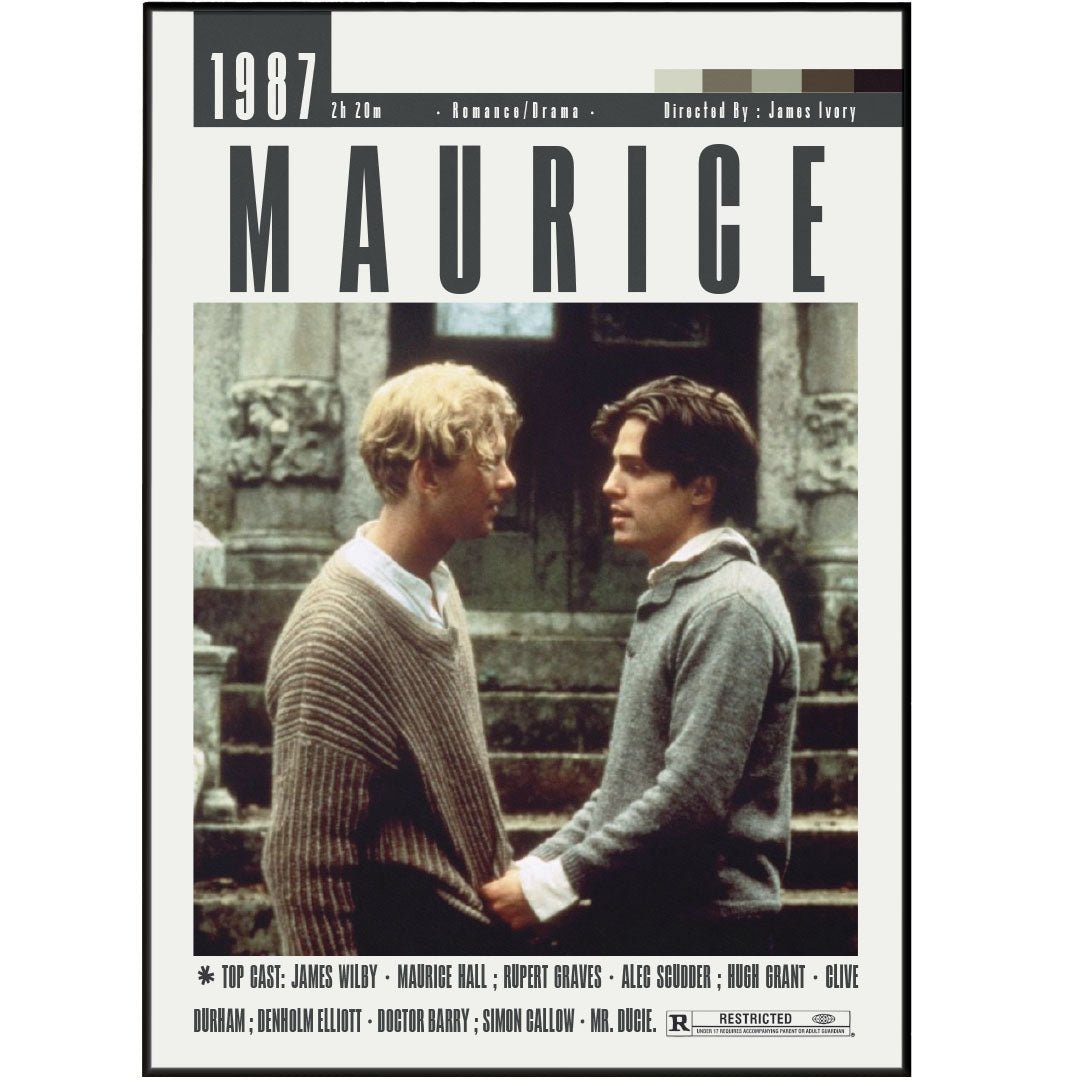 Maurice 1987 LGBTQ+ British film poster — Hugh Grant James Wilby E.M. Forster Edwardian gay love wall art print UK - 98types