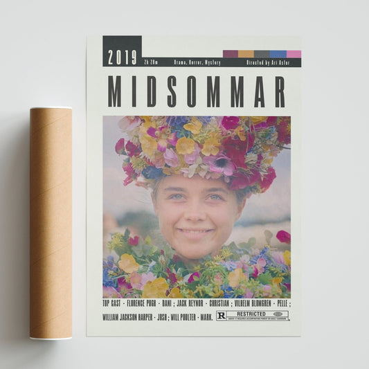 Midsommar 2019 horror film poster — Ari Aster Florence Pugh Dani Ardor Swedish folk horror wall art print UK