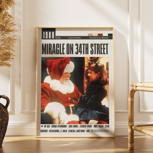 Miracle on 34th Street 1994 Christmas film poster — Richard Attenborough Santa Claus Macy's wall art print UK