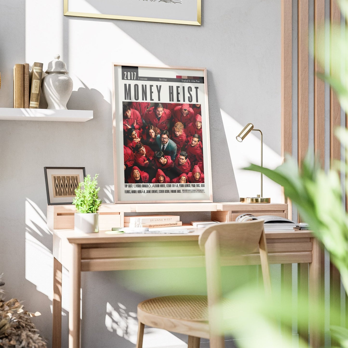 Money Heist La Casa de Papel Netflix TV series poster — Professor red jumpsuits wall art print UK